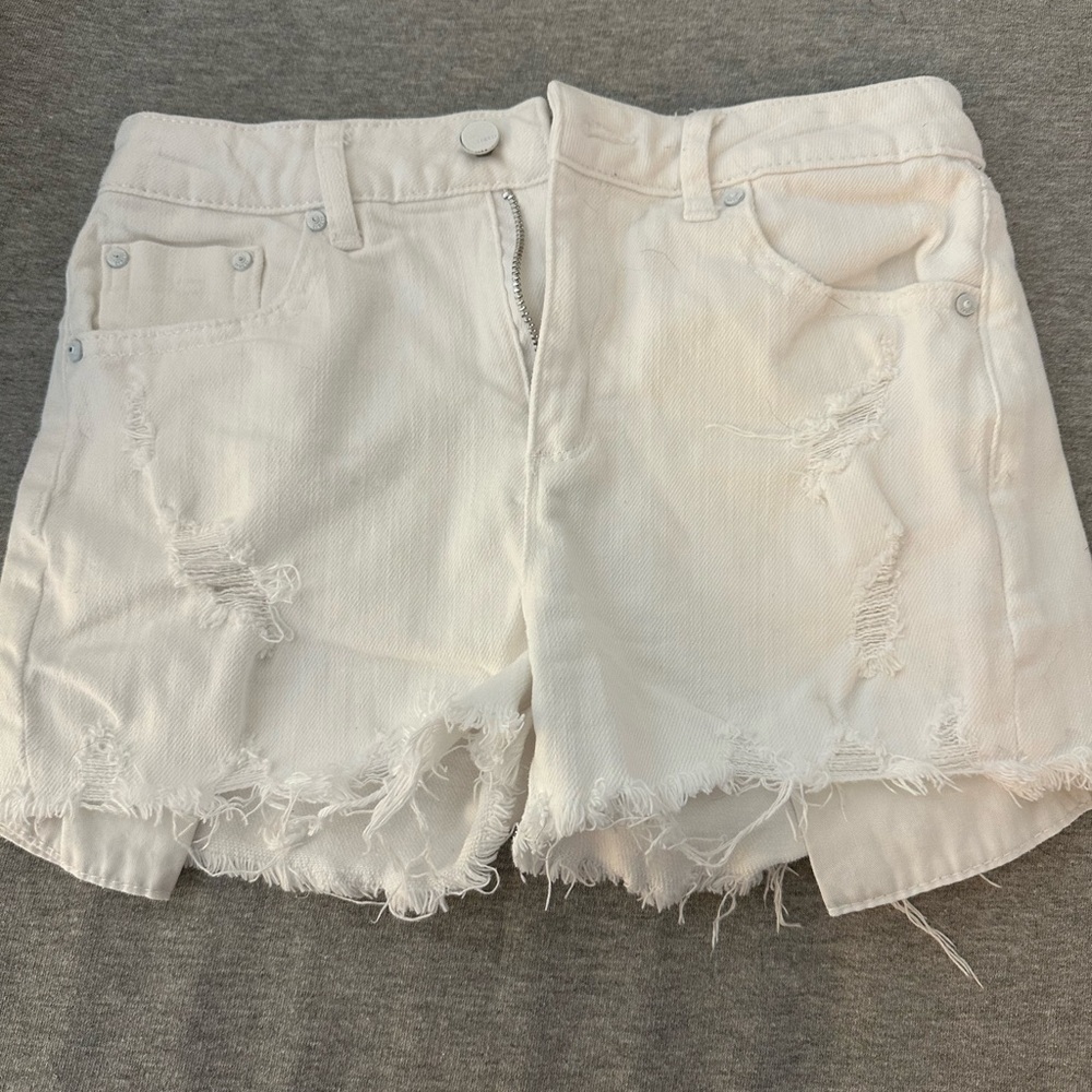 Tractr White Distressed Jean Shorts